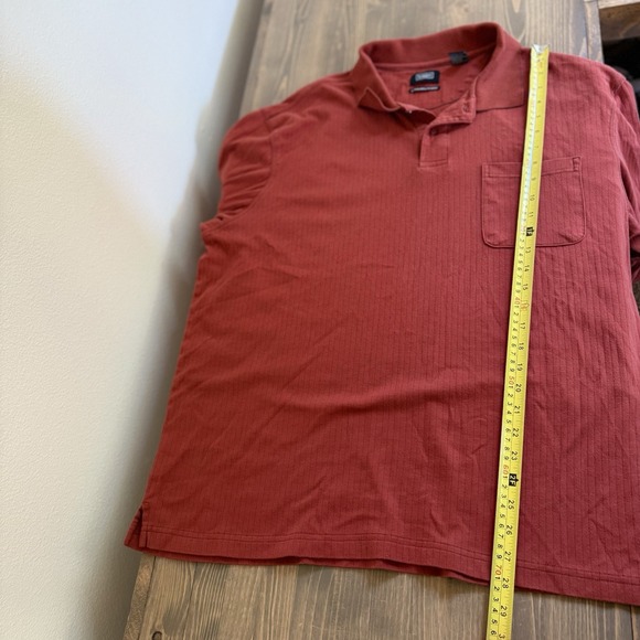 Haggar Men's XL Orange Long Sleeve‎ Knit Polo Collared Shirt Top Pocket - Picture 6 of 7